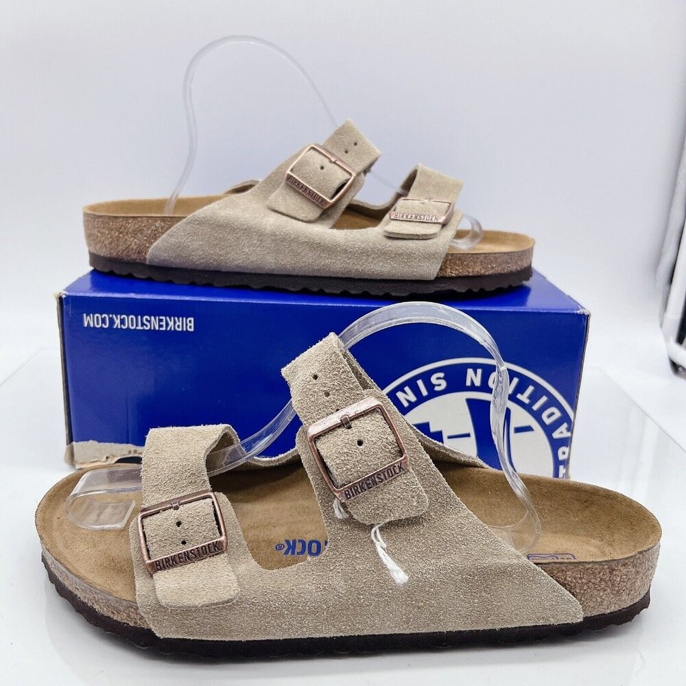 Birkenstock Arizona Soft Footbed Sandal Taupe Suede EU 41 Womens US 10- 10.5 R